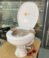 Bồn cầu điện Toilet Điện dùng cho tàu Cano, Bệ Lớn, Chất Liệu Sứ