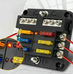Vỏ hộp cầu chì 6 chân, chất liệu bằng nhựa (không có cầu chì), mã BFY6-LED-S, không hiệu, hàng mới 100%