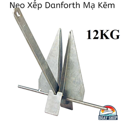 Neo Xếp 12Kgs Danforth Thép Mạ Kẽm, Cho Tàu Cano, Nặng 12kg, Tặng Kèm Dây 20 mét, Mã BS30858-12