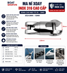 Ma Ní Xoay Cho Neo Tàu, Thép Không Gỉ 316, Mã LR01105