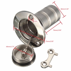 Nắp Xăng Cano Inox 316L  Đường Kính 38mm Cho Tàu Cano