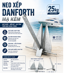 Bản sao của Neo Xếp 25Kgs Danforth Thép Mạ Kẽm, Cho Tàu Cano, Nặng 10kg, Tặng Kèm Dây 20 mét, Mã BS30858-25