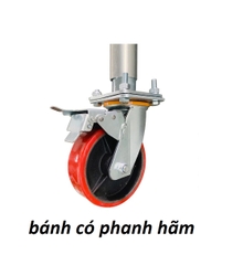 Chân Kéo Trailer Có Phanh Hãm, 1 Bánh 6 Inch , Chất Liệu Thép Mạ Kẽm