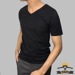 Áo thun nam Facio Shop tay ngắn cổ tim form ôm co giãn V02