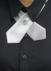 Nơ đeo cổ nữ trơn phi bóng đính kim sa X07