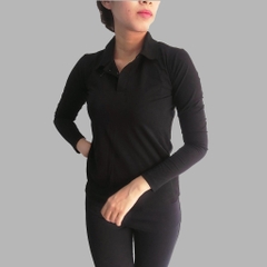 Áo thun nữ Facio Shop tay dài cổ bẻ form ôm T04