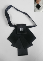 Nơ cà vạt nữ phi bóng cài sẵn Facio Shop xếp tầng X09