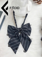 Nơ bướm nữ Facio Shop sọc vải sẹc poly thắt sẵn X018