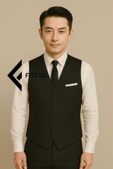 Áo gile nam Facio Shop cổ tim 4 nút túi trắng Z12