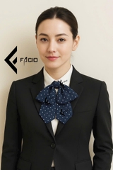 Nơ đeo cổ nữ  Facio Shop poly chấm bi thắt sẵn đuôi dài X19