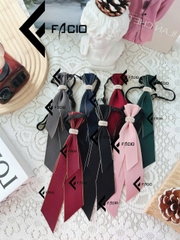 Nơ đeo cổ nữ Facio Shop poly đính vòng thắt sẵn đuôi dài X26
