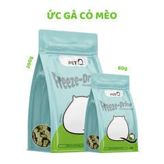 Thức ăn đông khô cho thú cưng PetQ cho Mèo 80gr 200gr - Ức gà cỏ Mèo