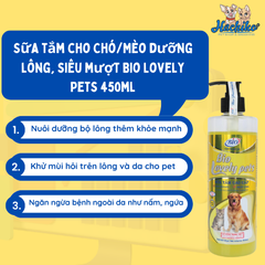 Sữa tắm cho Chó/Mèo dưỡng lông, siêu mượt Bio Lovely Pets 450ml