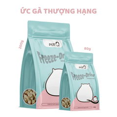 Thức ăn đông khô cho thú cưng PetQ cho Mèo 80gr/200gr - Ức gà thượng hạng