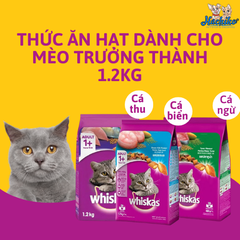 Thức ăn hạt dành cho Mèo trưởng thành Whiskas Adult 3kg 3 vị cá ngừ/ cá thu/ cá biển