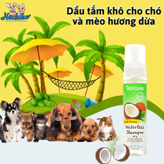 Dầu tắm khô cho chó và mèo da nhạy cảm Tropiclean hương dừa 220ml