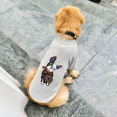 Áo nỉ xám in chó Pug thổ cẩm 2XL.3XL.4XL.5XL.6XL