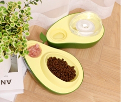 Combo chén ăn uống quả bơcó nắp đậy Paw Avocado Pet Water Bowl