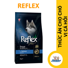 Thức ăn cho Chó Reflex Plus Medium & Large Breed Adult Salmon 3kg dành cho chó trưởng thành giống trung, lớn vị cá hồi