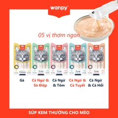 Súp Thưởng Wanpy Creamy 5 que cho Mèo