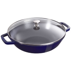 Chảo gang wok STAUB - Màu xanh đen - 29cm - 4.25L