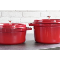 Nồi gang tròn cao Staub - Màu đỏ cherry - 24cm (4.75L)