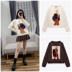 Áo nỉ  lót lông dáng rộng Zara Auth New Tag có sẵn 5644/664 5644664