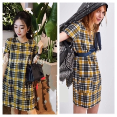 Váy kẻ suông dáng ngắn có túi khuy vàng Zara Auth New Tag có sẵn 1131/334 1131334