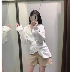 Áo sơ mi nhún eo cổ đức Zara Auth New Tag có sẵn 2450/545 2450545