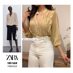 Áo blouse viền ngực Zara Auth new tag có sẵn 7484/023 7484023