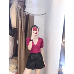 Áo Thun gân cổ V dáng ôm Zara Auth New Tag có sẵn 5644/801 5644801