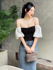 Áo len kim phối vải tay bồng Zara Auth New Tag có sẵn 4331/139 4331139