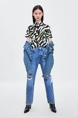 Áo thun vải mỏng họa tiết Zebra Zara Auth New Tag có sẵn 1463/811 1463811