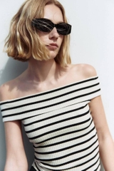 Áo thun gân trễ vai Zara Auth New Tag có sẵn 0858/166 0858166