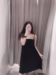 Váy hai dây dập ly dáng suông ngắn lót ngực Zara Auth New Tag có sẵn 5039/365 5039365