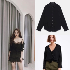 Áo sơ mi phối 2 dây ren Zara Auth new tag có sẵn