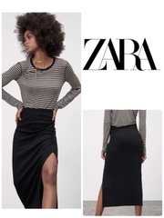 Chân váy dáng dài thun gân nhún eo Zara Auth New Tag có sẵn 1660/302 1660302