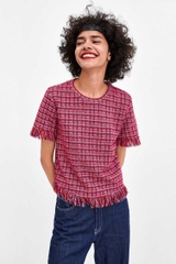 Áo phông kiểu đan viền tua rua Zara Auth New Tag có sẵn 1131/319 1131319