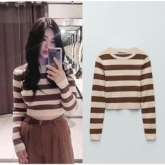 Áo len dáng ngắn croptop dài tay form ôm Zara Auth New Tag có sẵn 3519/102 3519102