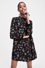 Váy suông dáng ngắn cổ tròn họa tiết animal Zara Auth New Tag có sẵn 0387/183 0387183