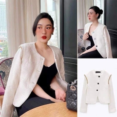 Áo khoác dạ Tweed đệm vai Zara Auth New Tag có sẵn 8404/110 8404110