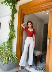 Áo croptop tay bồng, chun eo Bershka Auth New Tag có sẵn 2223/274 2223274