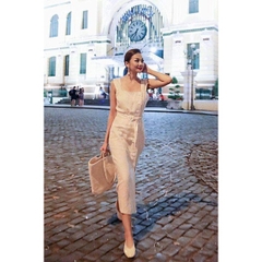 Váy linen dáng dài đai eo Mango Auth New Tag có sẵn 43017732