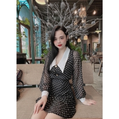 Váy chấm bi dáng ngắn chiết eo Zara Auth New Tag có sẵn 9878/199 9878199 9878/238 9878238