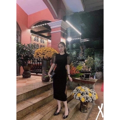 Váy đen tay bồng Zara Auth new tag có sẵn