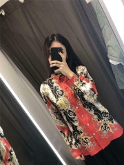 Áo sơ mi lụa dáng dài Black & Red Zara Auth New Tag có sẵn 8059/938 8059938