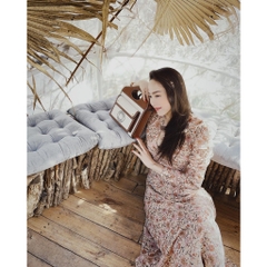 Váy hoa chun ngực cổ V dáng dài Mango Auth New Tag có sẵn 87074058