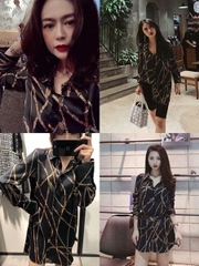 Áo sơ mi lụa dáng dài họa tiết dây Zara Auth New Tag có sẵn 8477/431 8477431
