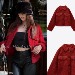 Áo khoác giả lông cừu mặt trong da lộn Zara Auth New Tag có sẵn 3046/319 3046319