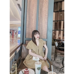 Váy cổ bèo chữ V dáng ngắn Zara Auth new tag có sẵn 2157/049 2157049 bầu có thể mặc được
